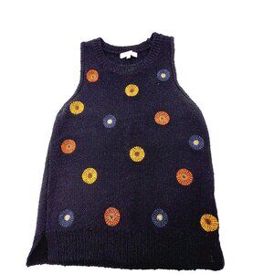 Madewell Embroidered Sweater Black Floral Tank Size XXS Cotton